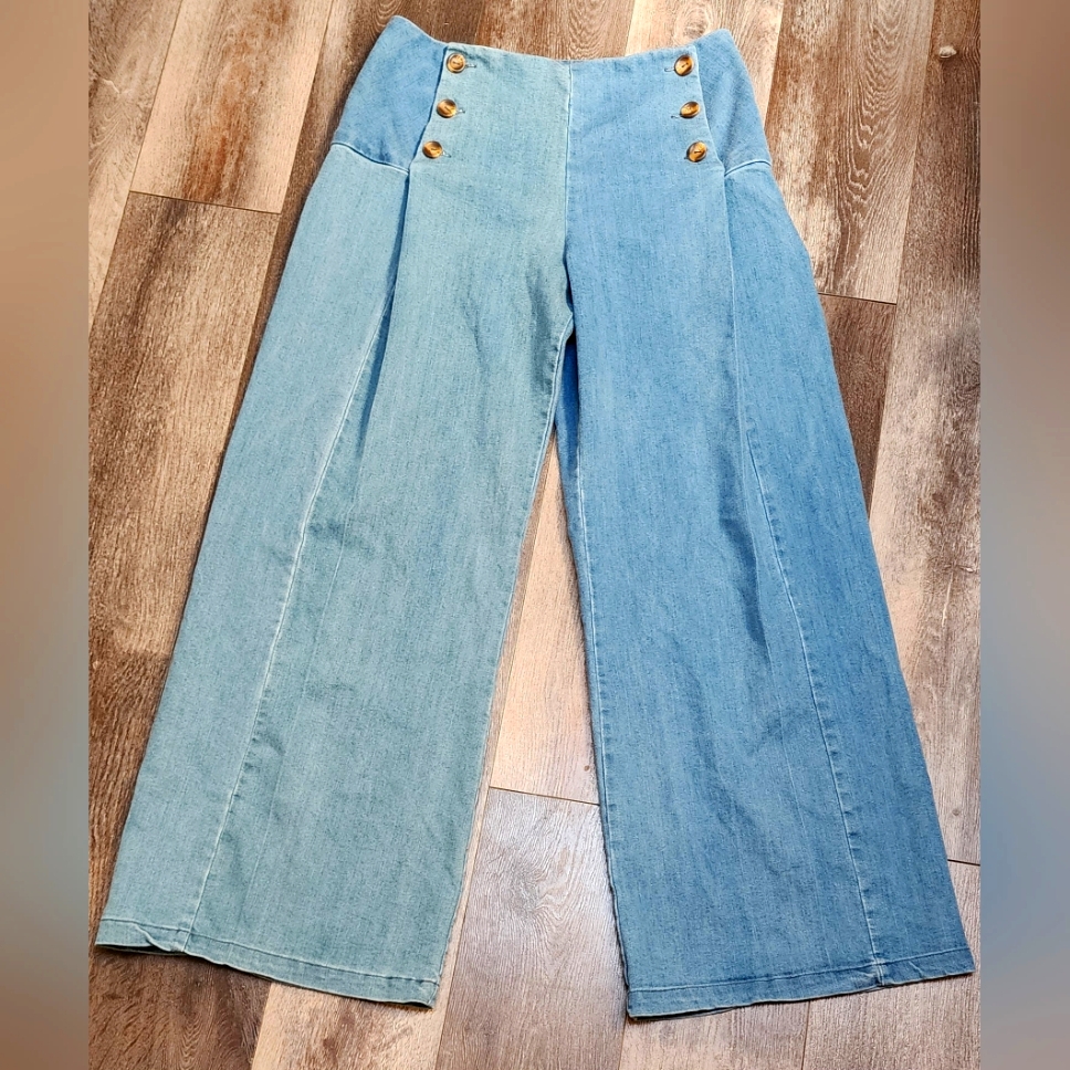 Non~European Pleated Trouser Denim ~ Horizon Blue Women's Size 36